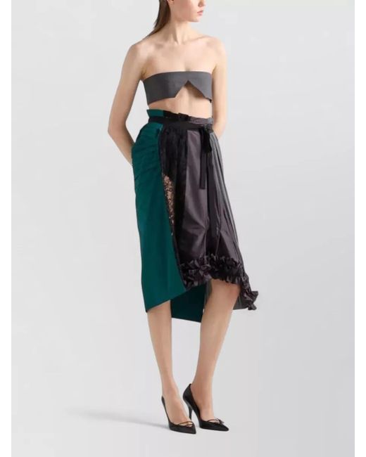 Prada Black Technical Taffeta Patchwork Skirt