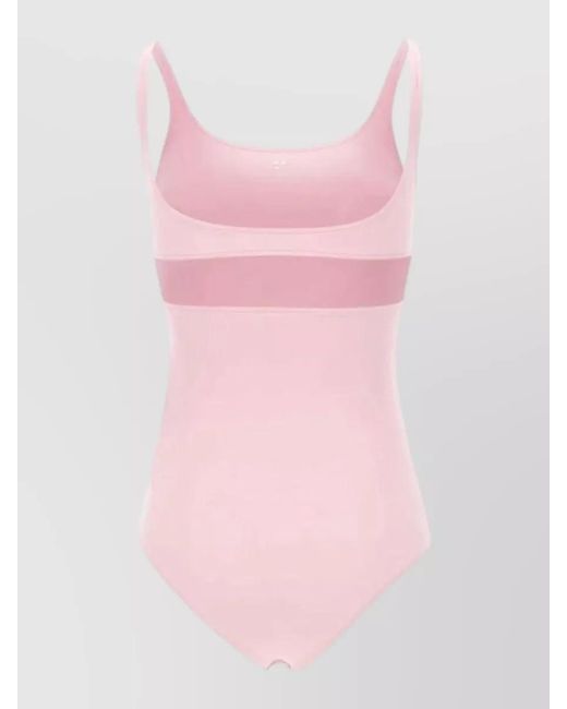 Courreges Pink One Piece Swimsuit Scoop Neckline Cutout
