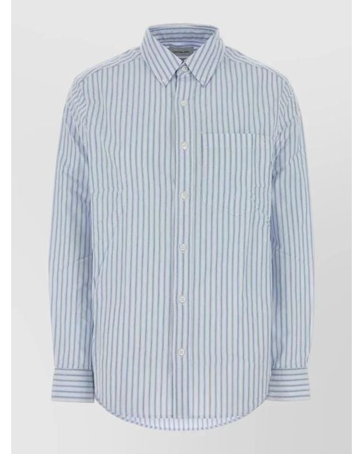 Calvin Klein Blue Stretch Oxford Shirt Striped Chest Pocket for men