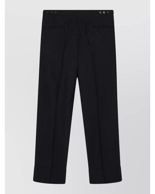Prada Blue Tailored Pants Button Detail Pleated Front for men