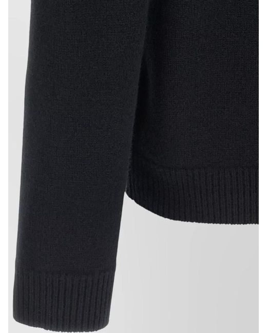 Maison Kitsuné Black Merino Wool V-Neck Buttoned Cardigan for men