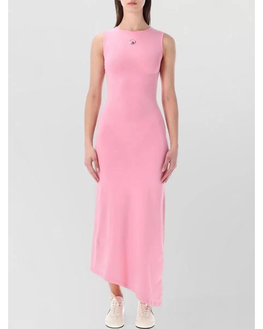 MARINE SERRE Pink Sleeveless Asymmetric Maxi Dress