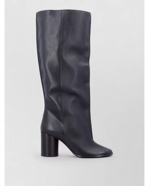 Lemaire Blue High Shaft Block Heel Pointed Toe Boots