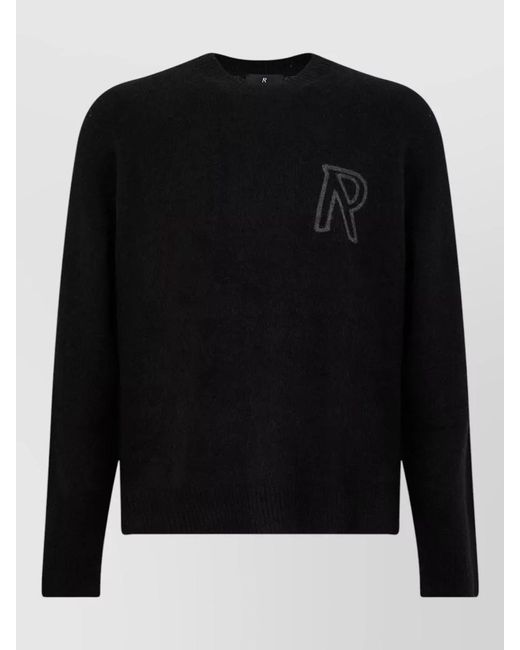 Represent Black Alpaca Wool Crew Neck Logo Sweater for men