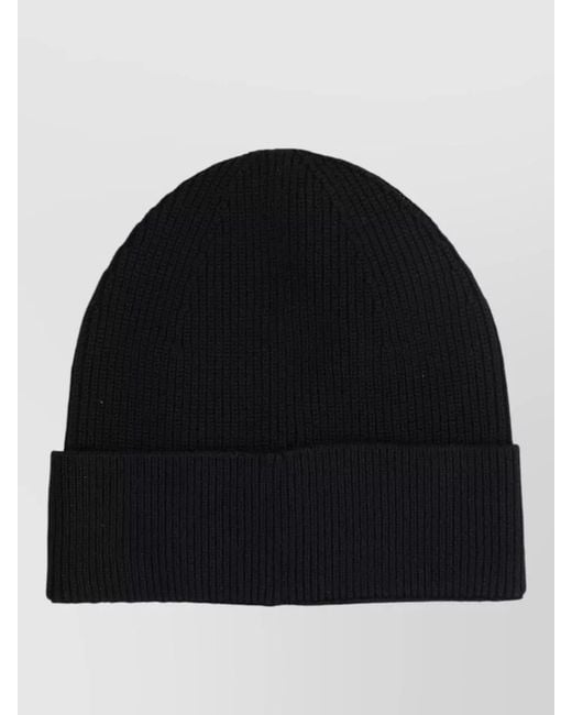 Balmain Black Ribbed Knit Hat Folded Cuff Design for men