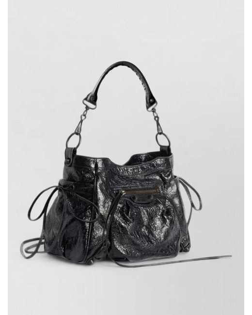 Balenciaga Black Bag Top Handle Strap Front Zip Pocket