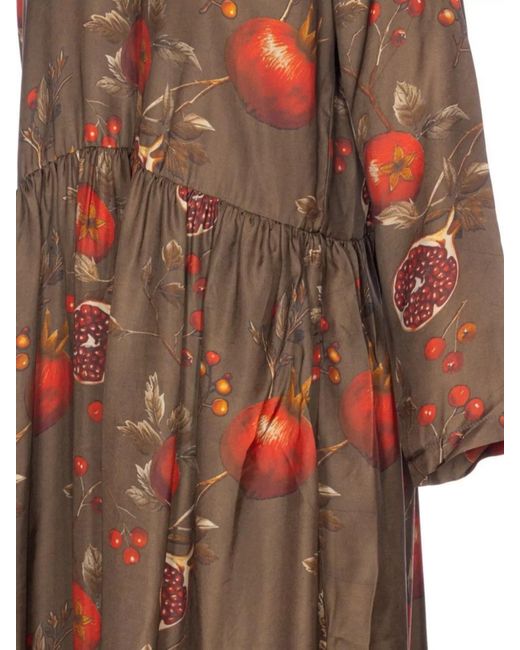 Uma Wang Brown Printed Midi Dress