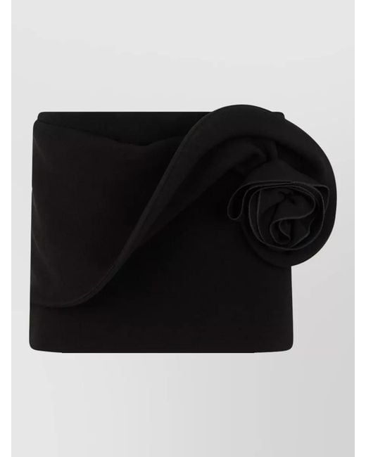 Magda Butrym Black Low Waist Mini Skirt Floral Detail
