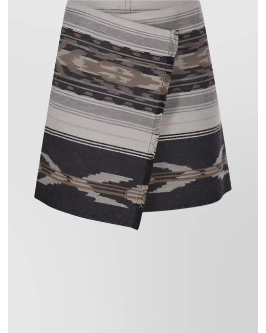 Isabel Marant Gray Wrap Mini Skirt Geometric Textured