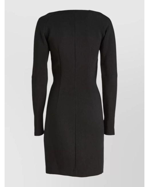 SIMONA CORSELLINI Black Stretch Fabric Knee Length Fitted Dress