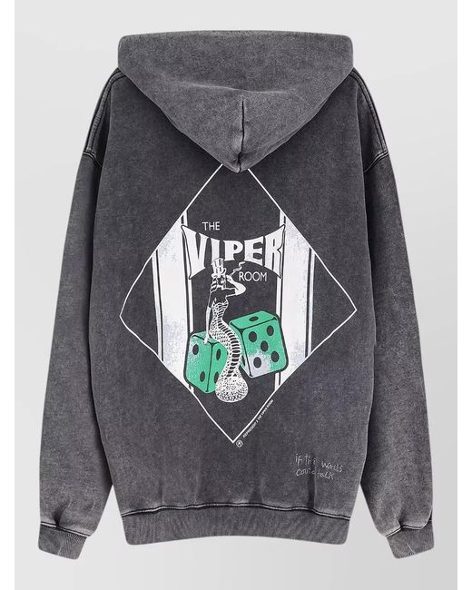 Represent Gray Cotton Hooded Sweatshirt Front And Back Print for men