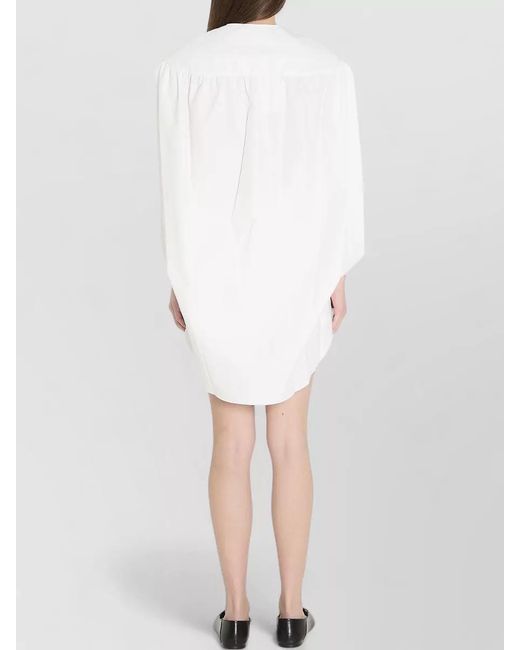 Jacquemus White Cotton Sleeveless Draped Cutout Midi Shirt Dress