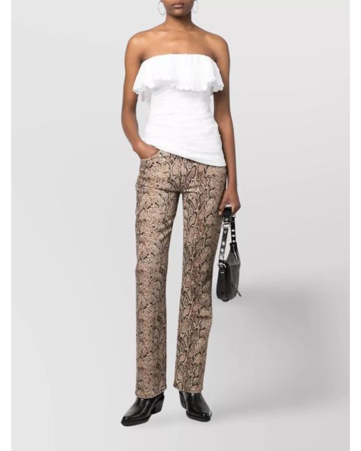 Isabel Marant White Ramie Strapless Ruffled Asymmetric Top