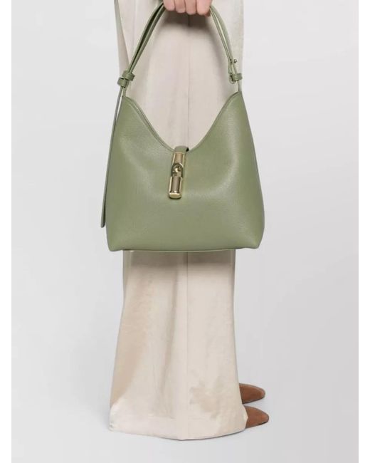 Furla Green Shoulder Bag Adjustable Strap Top Handle