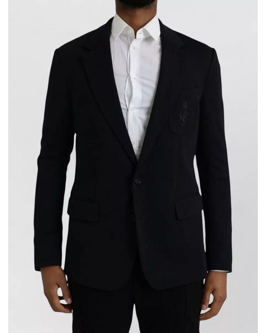 Dolce & Gabbana Blue Wool Single Breasted Blazer Jacket for men