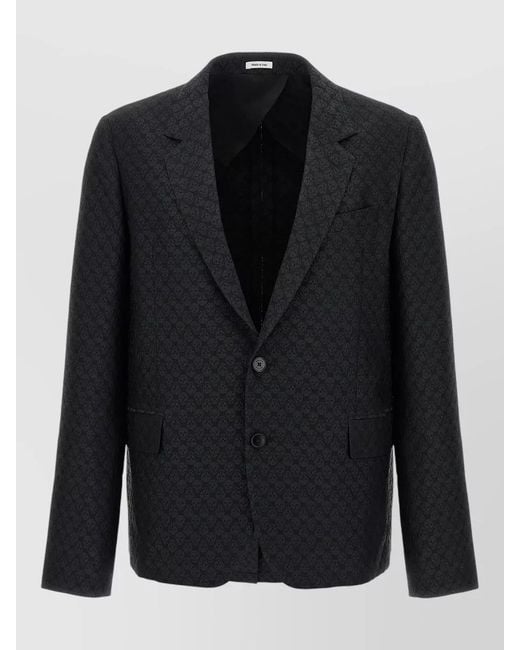 McQueen Black Skull Motif Blazer Single Breasted Design for men