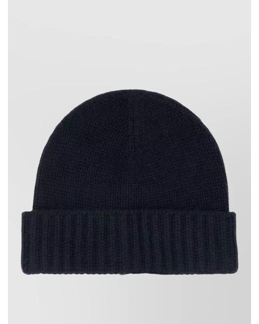 Moorer Blue Cashmere Beanie Hat Featuring Ribbed Cuff for men