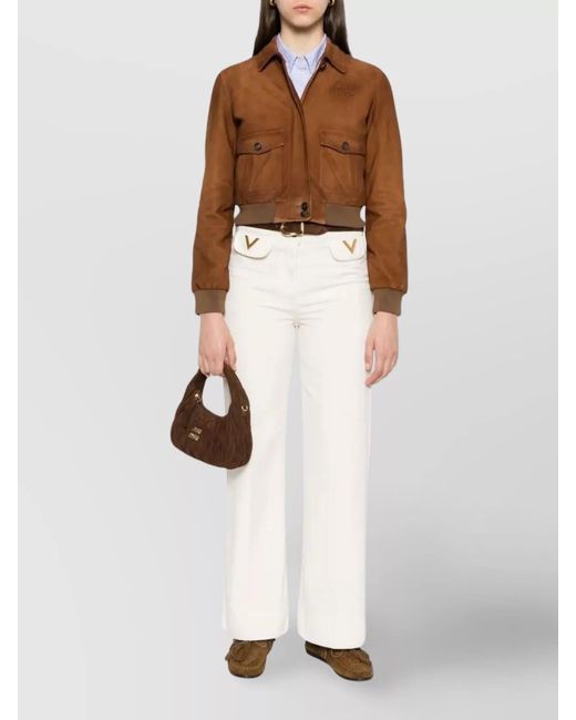Miu Miu Brown Leather Cropped Jacket
