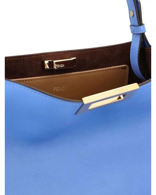 Fendi Blue Medium Way Shoulder Bag Calfskin Hardware