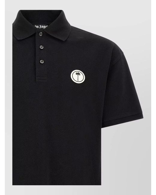 Palm Angels Black Logo Badge Regular Fit Polo Shirt for men