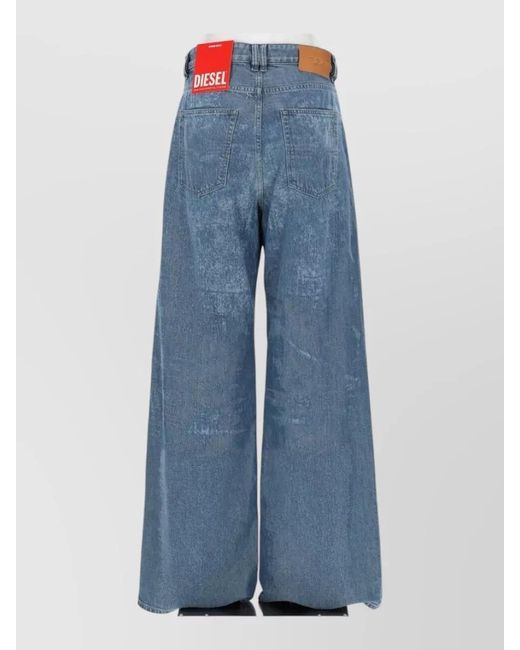 DIESEL Blue Relaxed Wide Leg Jeans Five Pocket Design