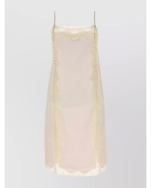 Prada White Linen Knee-Length Dress