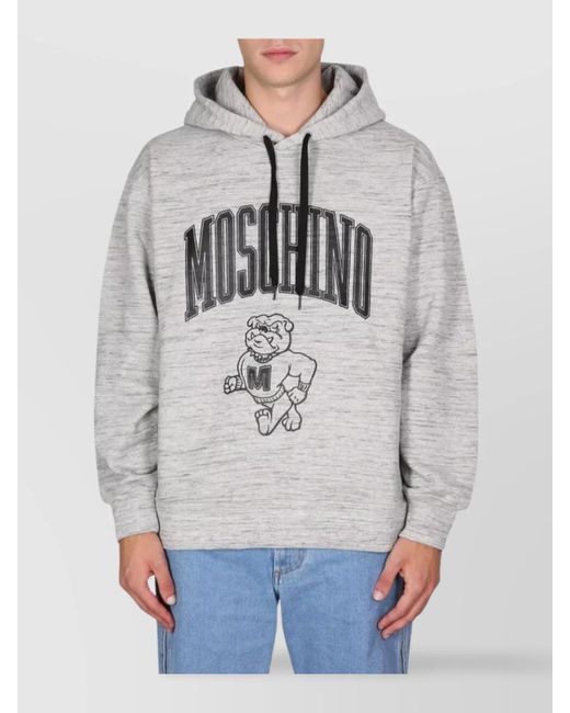 Moschino Blue Logo Print Hoodie for men