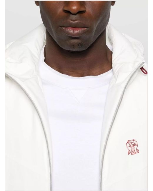 Brunello Cucinelli White Logo Cotton T-Shirt for men