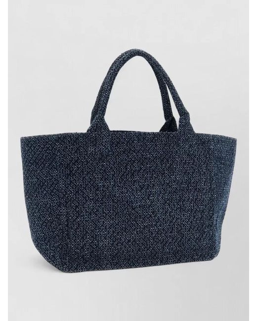 Ganni Blue Medium Tote Bag Teddy Bear Motif
