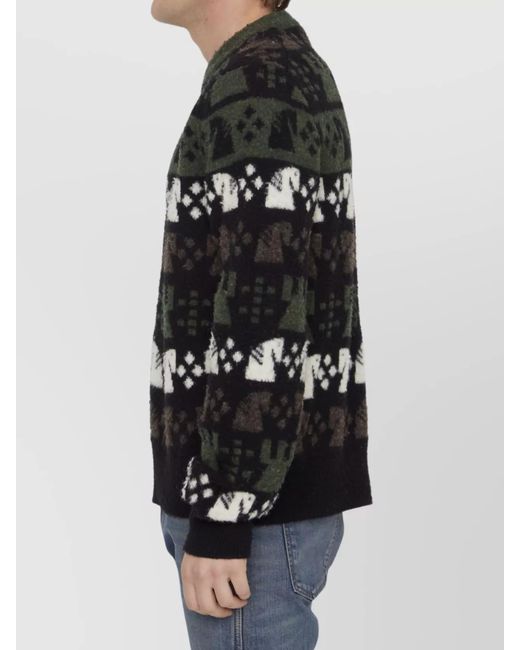 Burberry Black Ribbed Relaxed-Fit Checked Wool Jumper for men