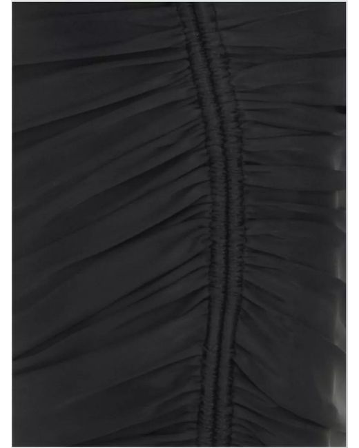 Balenciaga Black Gathered Stretch-Nylon Fitted Skirt