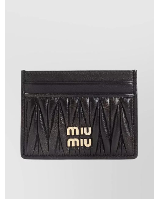 Miu Miu Black Lamb Leather Card Case Compact Design