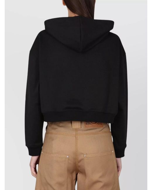 Stella McCartney Black Cropped Hooded Cotton Sweatshirt