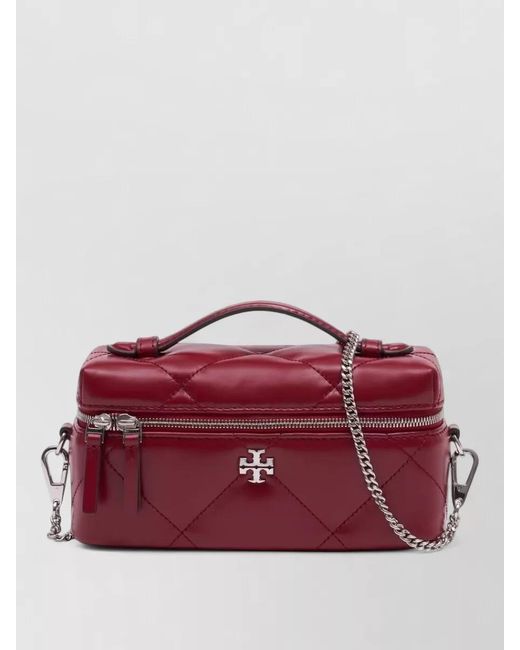 Tory Burch Red Kira Small Leather Quilted Cross-Body Bag