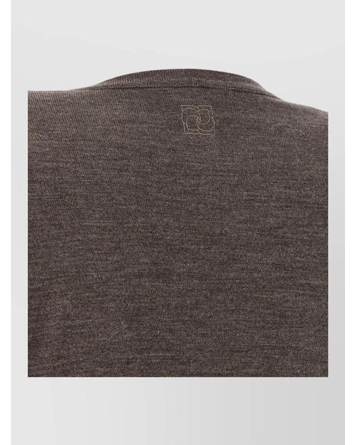 Magda Butrym Gray 31 Sweater Cropped Knotted Detail Round Neck