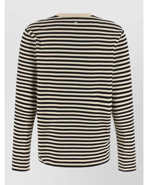 AMI Black Ami De Coeur Striped Knit Long Sleeve