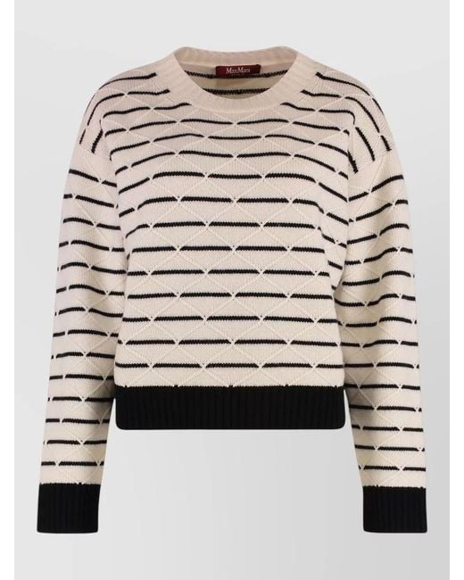 Max Mara Gray Gettone Wool Cashmere Stripe Knit Sweater