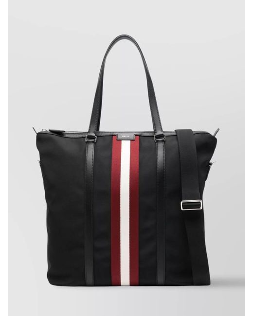 Bally Black Shopper Tote Bag Stripe Detail for men