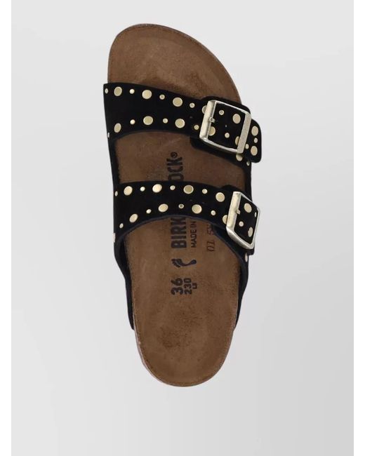 Birkenstock Black Leather Studded Sandals