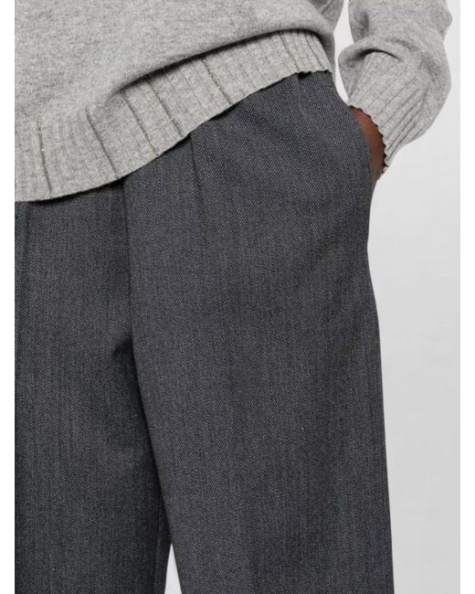Fabiana Filippi Gray Pleated Front Wide Leg Silk Nylon Pants