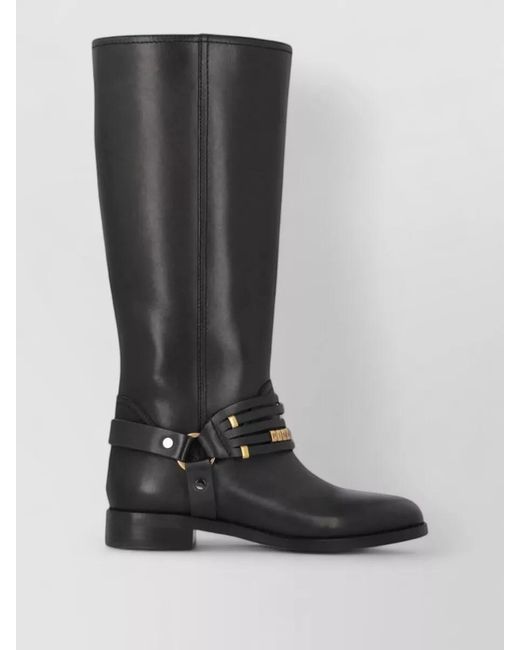 Pinko Black Knee High Ankle Boots Block Heel Design