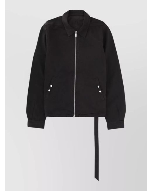 Rick Owens Black Long Coat Buttoned Cuffs Front Pockets for men