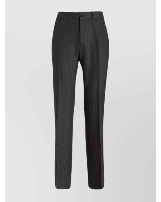 Etro Gray Striped Wool Regular-Fit Straight-Leg Trousers for men