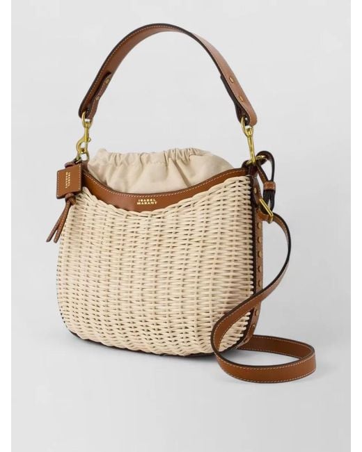 Isabel Marant Natural Oskan Moon Recycled Tweed Shoulder Bucket Bag