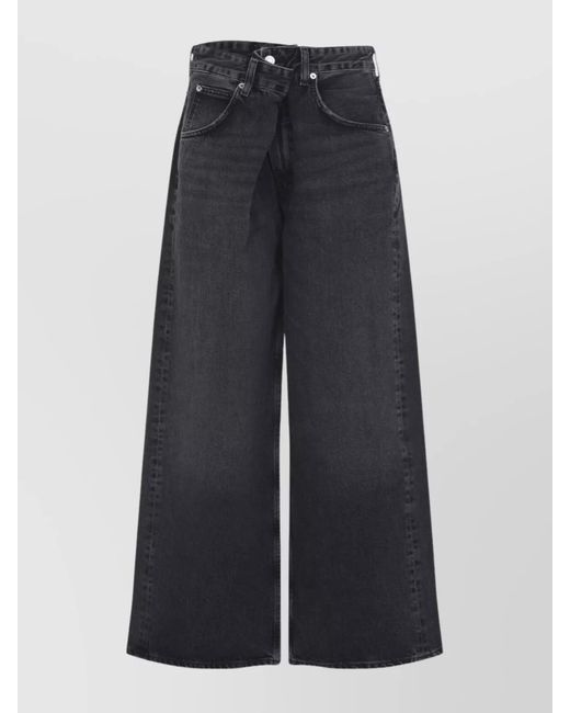 Agolde Blue Cotton Wide-Leg Jeans
