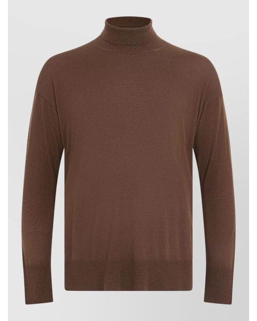 Max Mara Brown High Neck Wool Sweater Long Sleeves