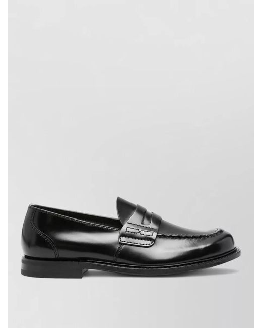 Church's Black Leather Loafers Penny Strap Round Toe for men