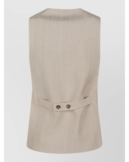 Loulou de Saison Natural Paco High Neck Tailored Waistcoat