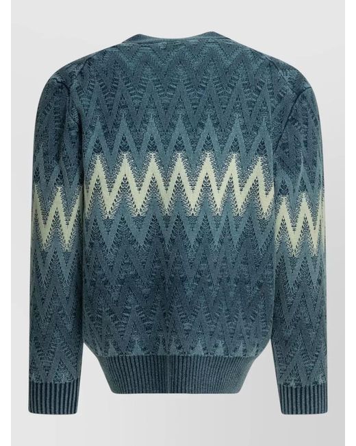 Beams Plus Blue Yarn Cotton Cardigan for men