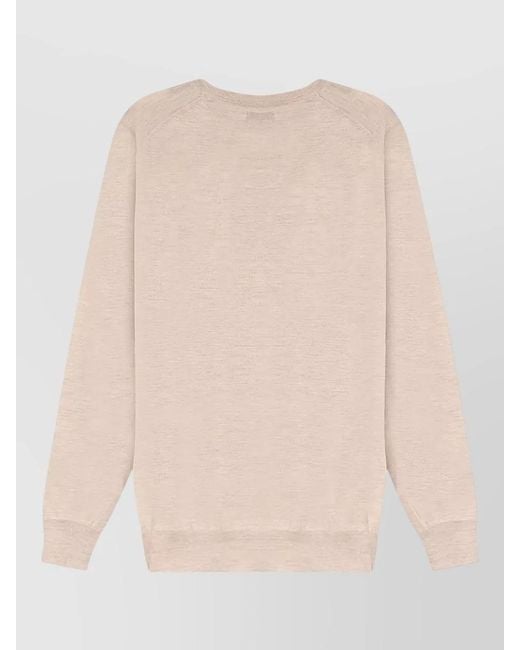 Brunello Cucinelli Natural Cashmere Silk Knit Crew Neck Sweater for men